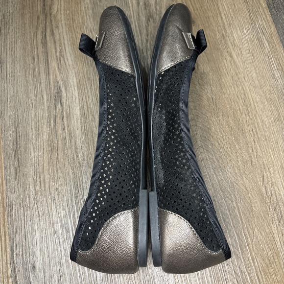 Born Womens Mardea Ballet Flat Size 9 Bronze Black Perf Suede Bow‎ Slip On Shoe - Picture 7 of 10